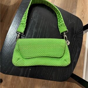 The Sak Vintage Lime Green Woven Shoulder Bag